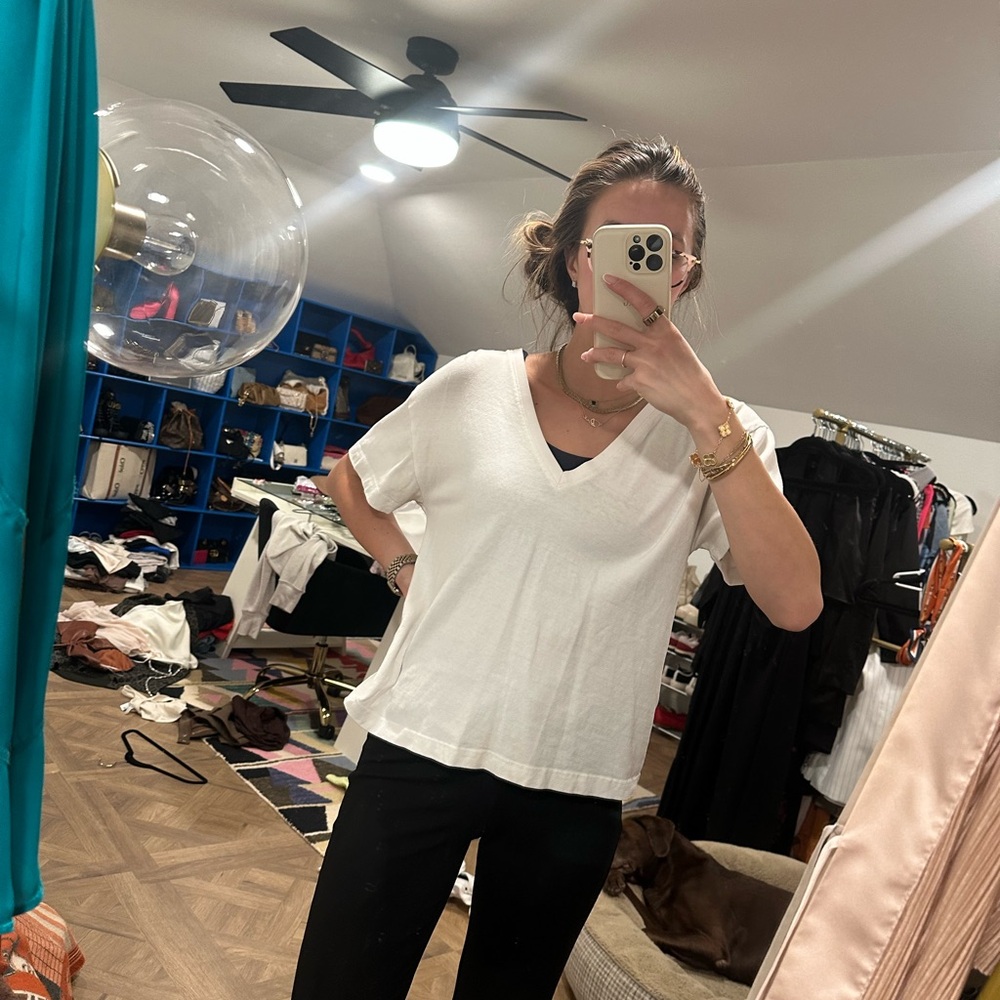 Zara White Boxy Short Sleeve Tee